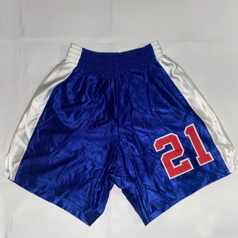 Alleson Athletic Womenโs Blue, Red & White #21 Basketball / Softball Shorts